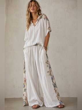 A52. From Italy Wide Leg and Relaxed Top two piece set